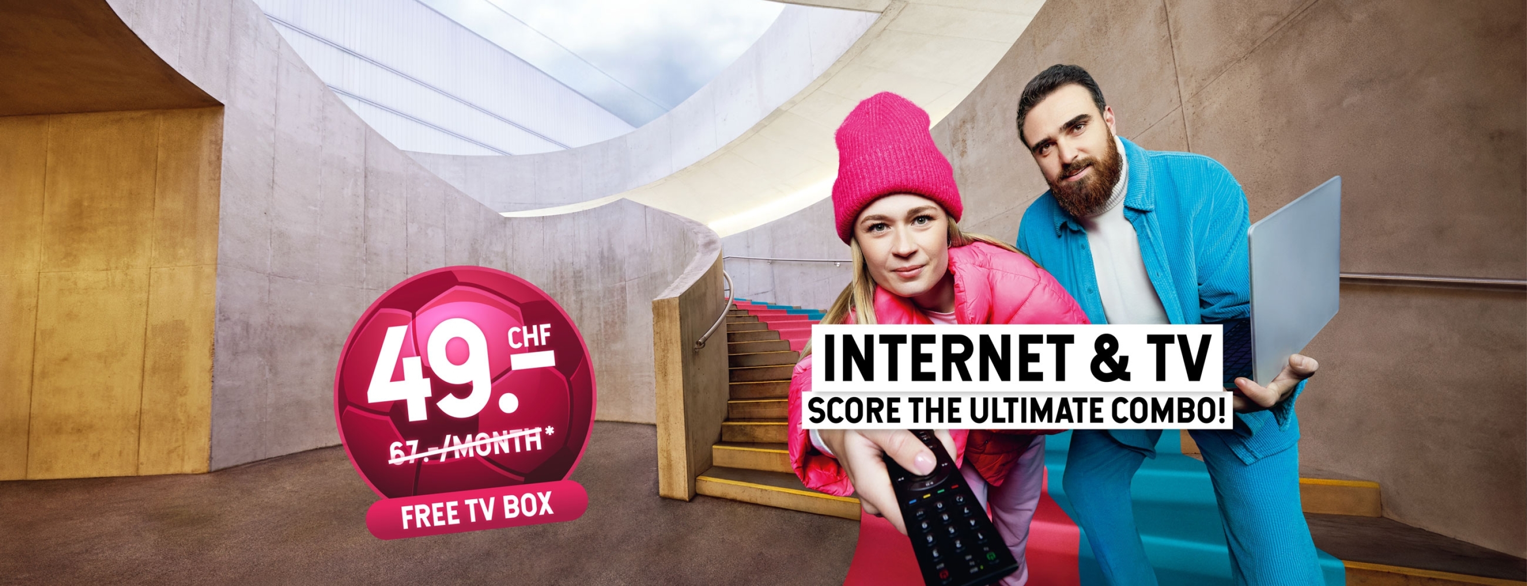 Internet & TV score the ultimate combo! CHF 49/month - free TV Box